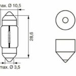 Лампа накаливания сигнальная C10W V8.5 Pure light 12V 10W картон 10шт цена за 1шт BOSCH