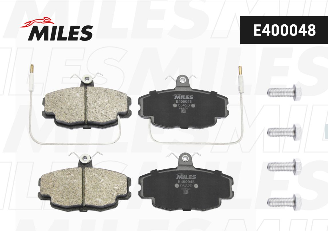 E400048-MILES Колодки тормозные передние (с датчиком) MILES E400048 — изображение 1