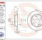 Диск тормозной задний невентилируемый 260мм BREMBO