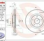 Диск тормозной передний вентилируемый 296мм BREMBO