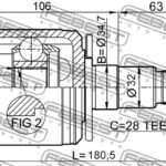 ШРУС внутр левый MITSUBISHI PAJERO/MONTERO SPORT 2008- 0411-KB4LH FEBEST