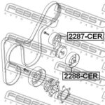 Ролик натяжной, без натяжителя, HYUNDAI SOLARIS 1.4/1.6 2287-CER FEBEST