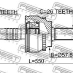 ШРУС НАРУЖНЫЙ С ВАЛОМ 23X550X26 TOYOTA AVENSIS 03- FEBEST