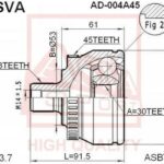 ШРУС НАРУЖНЫЙ AUDI 80/A4/A6 33x30x53 ASVA