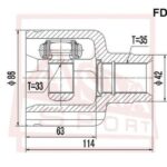 ШРУС ВНУТРЕННИЙ ПРАВЫЙ FORD MONDEO 35x33x42 ASVA