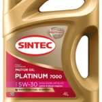 Масло моторное синтетическое Platinum 7000 5W30 API SL ACEA A5/B5 4л SINTEC 600158