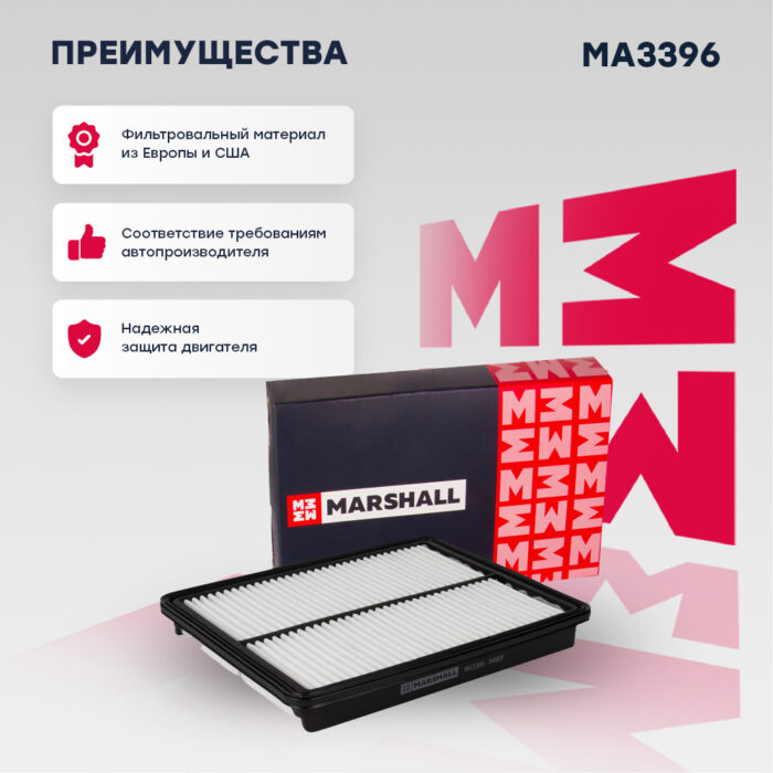 Фильтр воздушный Hyundai Santa Fe III 12-, Kia Sorento II 12- (MA3396) Marshall MA3396 — изображение 2