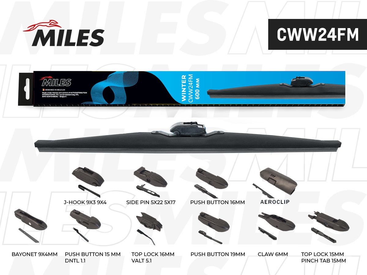 CWW24FM-MILES Щетка стеклоочистителя зимняя 600мм (24 дюйма) (10 адаптеров) CWW24FM MILES — изображение 1