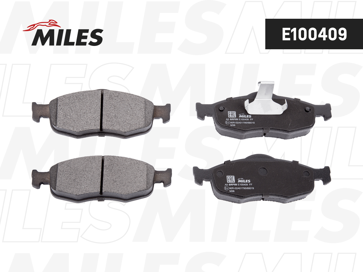 E100409-MILES Колодки тормозные передние (без датчика) (Смесь Semi-Metallic) FORD SCORPIO 2.5T/2.9 9498/MONDEO 92/9600 (TRW GDB1107) E100409 E100409-MILES — изображение 1